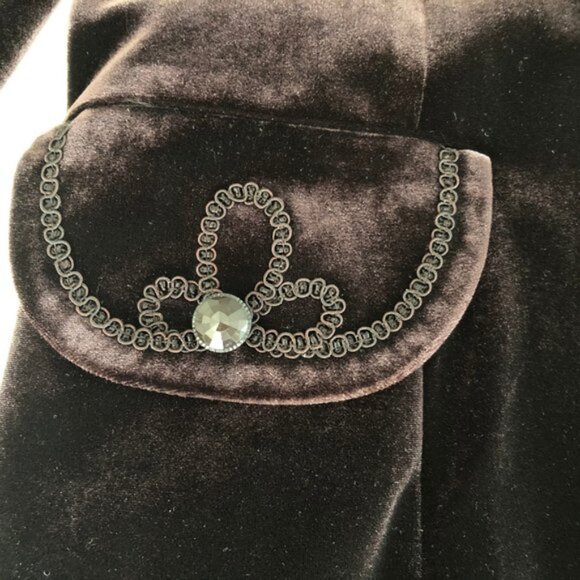 Wanko Vintage Notch Collar Lined Coat w Brocade embroidery Details Wine Sz 36 - Picture 6 of 13